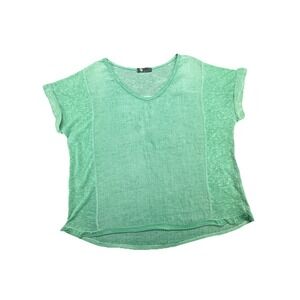 "M" Made In Italy Women Linen V Neck T-shirt Size M‎